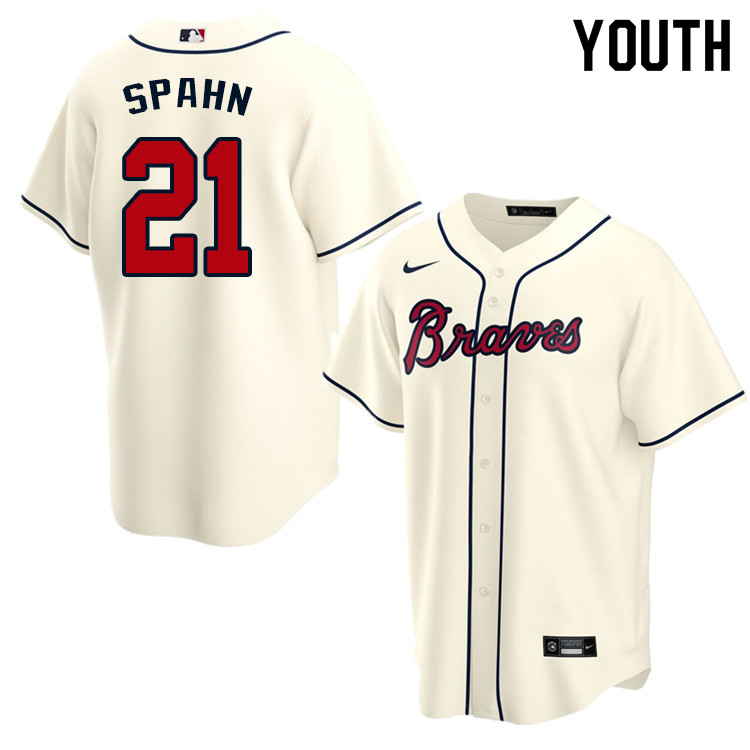 Nike Youth #21 Warren Spahn Atlanta Braves Baseball Jerseys Sale-Cream